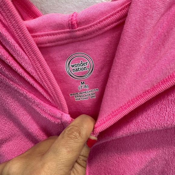 Wonder Nation Pink Hooded Swimsuit Cover-Up (Size M 7/8) - Picture 3 of 4
